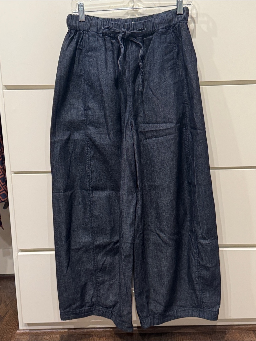 NWT COS Extra Wide-Leg Drawstring Trousers - Dark Blue